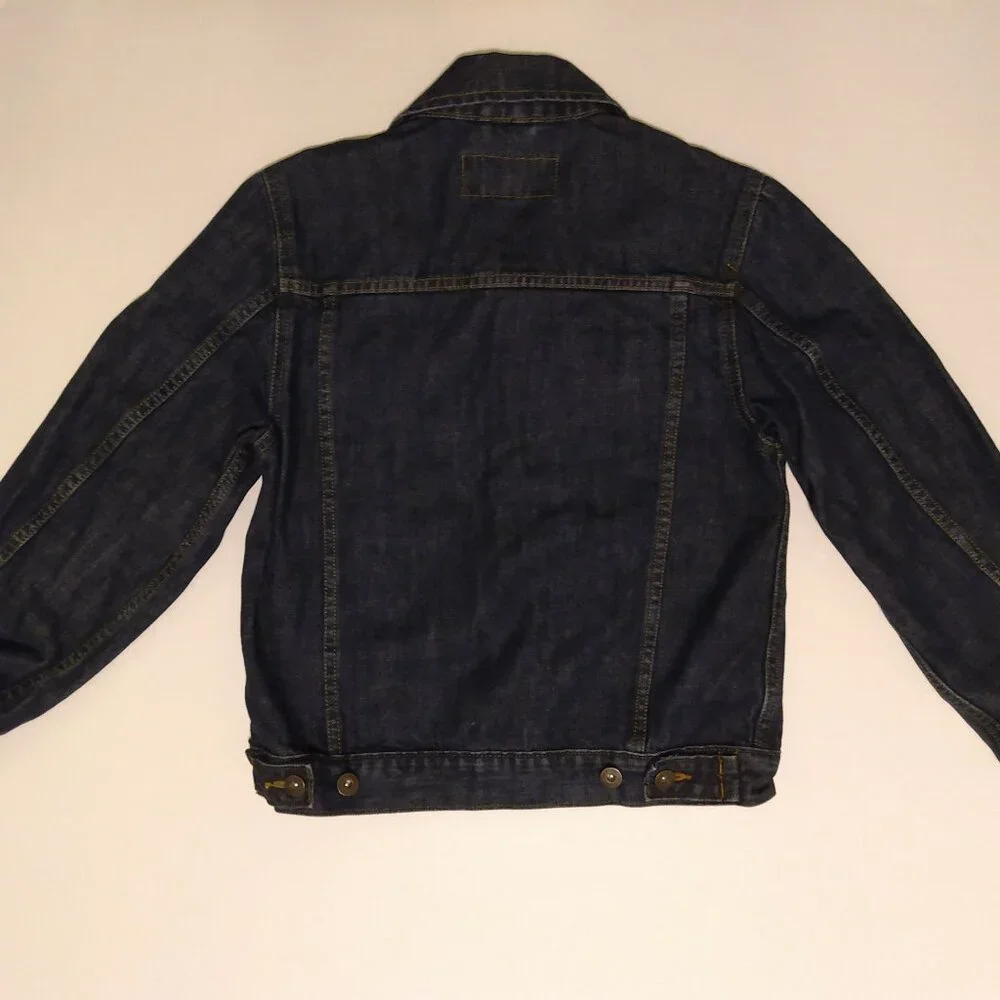 Wrangler Jean Jacket Boys Size Medium Kids Youth Denim Dark Blue Cowboy Ranch